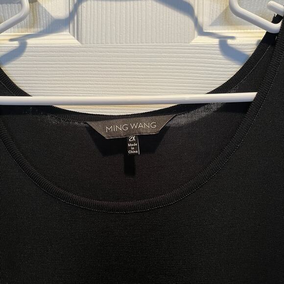 Ming Wang Knit Sheath Sleeveless Tank Dress Size 2X Black Old Money Minimalist - Picture 4 of 9